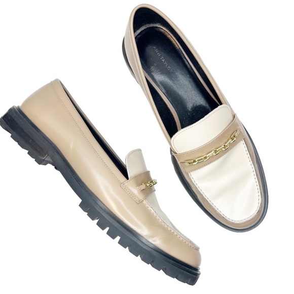 Ann Taylor Genuine Leather Chunky Loafers with Gold Accent Sz 9.5 - Picture 1 of 6